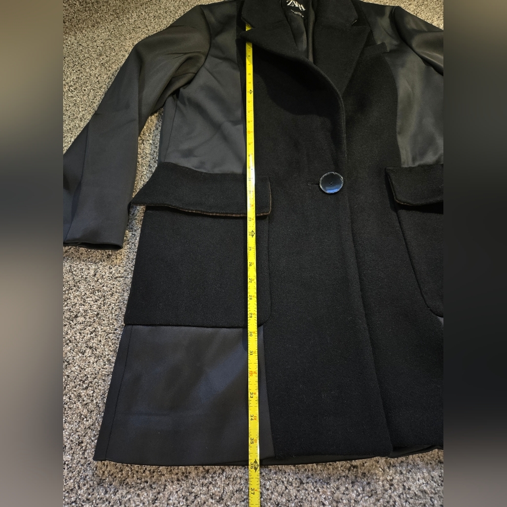 Zara Oversized Black Blazer Style Coat Duel Fabric Size Medium Womens EUC - Picture 9 of 11